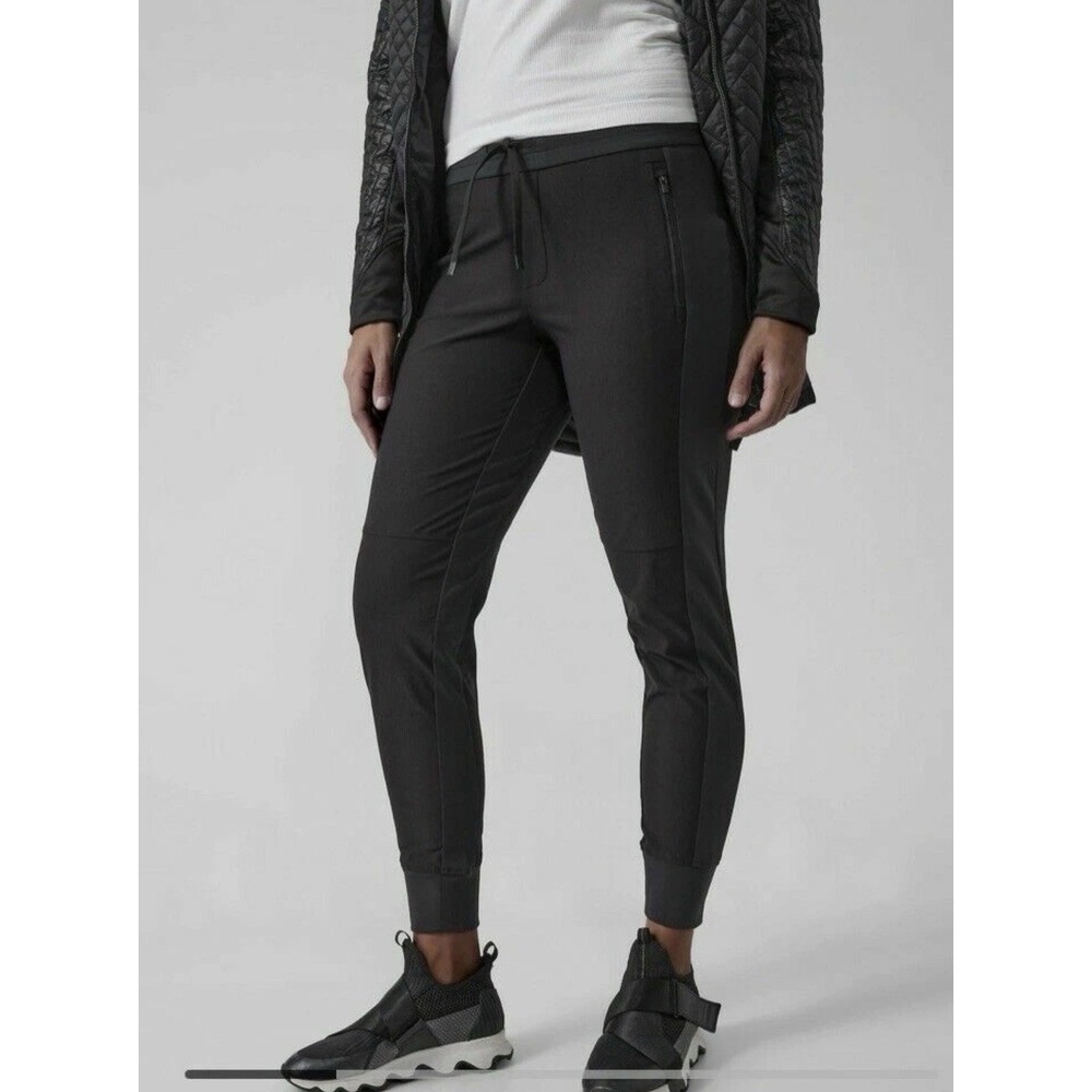 Athleta Headlands Hybrid Trek Size 12 Mid Rise Jogger Pants Black EUC